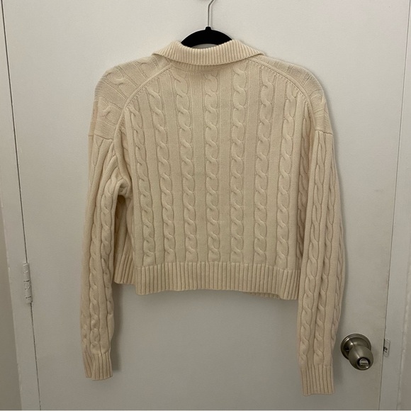 Aritzia Sunday Best Cropped Cable Knit Polo Sweater - Picture 3 of 4